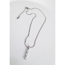 Devi Fashion Çelik Zirkon Taşlı Kolye 40 cm