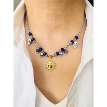 Devi Fashion Çelik Murano Charm Ipli Güneş Kolye 45 cm