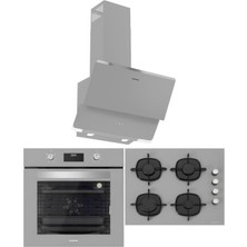 Silverline Gri Ankastre Set (CS5700E6S01 Ocak + S2-BO6502S02 Fırın + 3490 Oslo Davlumbaz)