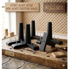 Legora Wood Design 1. Sınıf Gürgen Ağacı Siyah Mobilya Kanepe Koltuk Tv Ünitesi Mobilya Ayakları 5’li Set Köşe Ayak ve Destek Ayağı 15 cm Robot Süpürge Uyumlu