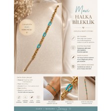 Kase Jewelry Altın renkli, paslanmaz çelik, çoklu kullanıma uygun, mavi halka detaylı bileklik