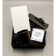 As Gift Beyaz Defter & Siyah Kupa & Siyah Roller Kalem Hediye Seti