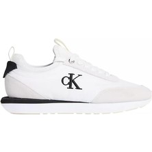 Calvin Klein Kadın Logolu Süet Detaylı Ck Desenli Bağlamalı Rahat Taban Beyaz Sneaker YW0YW02060-05V