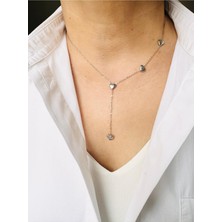 Devi Fashion Çelik Zarif Silver Kalp Y Kolye 42 cm