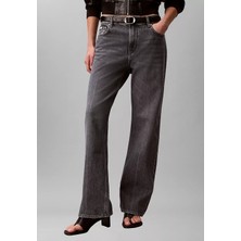 Calvin Klein Kadın Straight Fit Pamuklu Geniş Paçalı Pamuklu Denim Gri Jeans LV047F723G-SCO