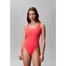 Calvin Klein Kadın Askılı Ck Yazı Desenler Slip Sırt Dekolte Esnek Kumaş Pembe Mayo LV00Q61205-XKP