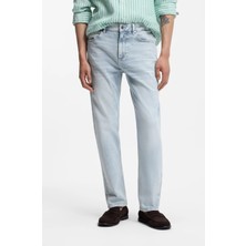 Boss Erkek Normal Kalıp Düz Paça Denim Mavi Jeans 50557527-429