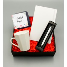 As Gift Beyaz Defter & Beyaz Kupa & Beyaz Roller Kalem Hediye Seti