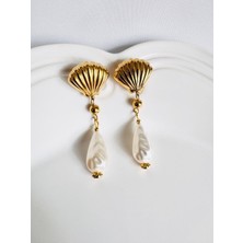 Devi Fashion Istiridye Sallantılı Inci Küpe 6 cm