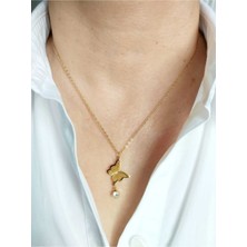 Devi Fashion Çelik Zirkon Taşlı Kelebek Kolye
