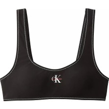 Calvin Klein Kadın Ck Baskılı Dikiş Detaylı Yumuşak ve Esnek Kumaşlı Siyah Bikini Üstü LV00Q61100-UB1