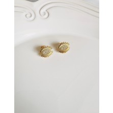 Devi Fashion Zirkon Taşlı Göz Gold Küpe 2 cm