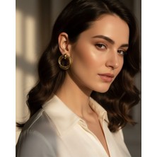 Devi Fashion Ikili Sarmal Halka Büyük Küpe 4 cm