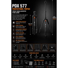 Pdx 577 Profesyonel Tripod | Yüksek Taşıma Kapasitesi | Stabil Çekim