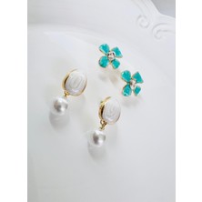 Devi Fashion Çiçek 2’li Gold Küpe Set