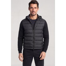 Paul & Shark Erkek Normal Kalıp Kapitone Tasarımlı Kapüşonlu Fermuarlı Siyah Ceket 26412360-011