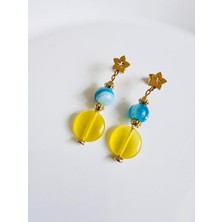 Devi Fashion Doğal Taş Çelik Küpe 5 cm