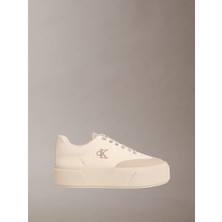 Calvin Klein Kadın Platform Taban Ck Logolu Bej Sneaker HW0HW02989-0GI
