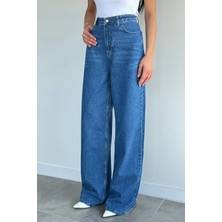 Gülseli Kadın Yüksek Bel Şık Günlük Palazzo Jean Kot Pantolon P-00021652