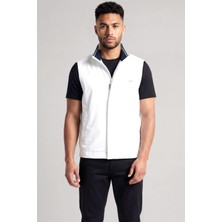Paul & Shark Erkek Regular Fit Kolu Cep Detaylı Dik Yaka Fermuarlı Beyaz Yelek 25412657SM-010