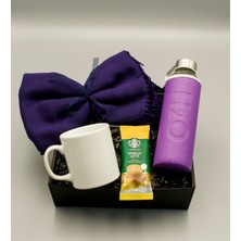 As Gift Beyaz Kupa & H2O Kılıflı Suluk & Şal & Vanilla Latte Hediye Seti