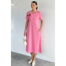 Gülseli Kadın Fular Aksesuarlı Elbise P-00021662