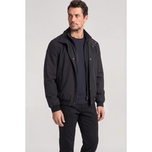 Paul & Shark Erkek Normal Kesim Su Geçirmez ve Rüzgar Dirençli Dik Yaka Uzun Kollu Siyah Ceket 26412135A-011