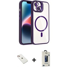 Marsilyan™- iPhone 14 Kılıf Yadigar Asil Koleksiyonu - Siyah Bilvis Hayalet Cam Ekran Koruyucu + Diamond Kamera Lens - Kı