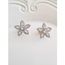 Devi Fashion Kristal Taşlı Çiçek Abiye Küpe 3 cm