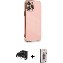Marsilyan™- iPhone 15 Pro Kılıf Yankı Serisi - Siyah Bilvis 3D Cam Ekran Koruyucu + Raze Metal Kamera Lens - Gs