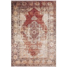 Pera Halı Eskitme Kırmızı Bej Halı - 1009OU