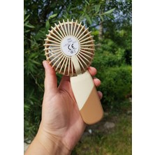 Brokoli Home USB Şarjlı Mini El Fanı Taşınabilir Vantilatör 3 Kademeli Sessiz Fan Telefon Tutuculu Kahverengi