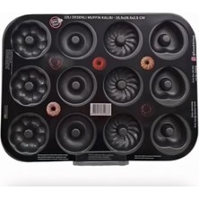 Esonez Unr 505 Desenli Siyah Metal Muffin Kalıbı 36 cm 12'li
