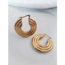 Devi Fashion Çelik Halka Gold Küpe 4 cm