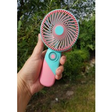 Brokoli Home USB Şarjlı Mini El Fanı Taşınabilir Vantilatör 3 Kademeli Sessiz Fan Telefon Tutuculu Pembe