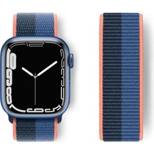 Mudanis Apple Watch 38MM Hasırlı Cırtcırtlı Kordon (Saat Değildir) - Siyah-Mavi