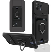 Mudanis Xiaomi Mi 11 Lite Kılıf Zuma Kartvizitli Yüzüklü Silikon - Siyah