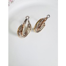 Devi Fashion Çelik Üç Renk Halka Küpe 3 cm