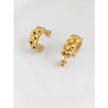 Devi Fashion Çelik Gold Küpe 2 cm