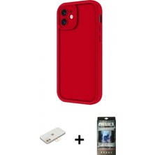 Marsilyan™- iPhone 11 Kılıf Yankı Yansıma Özel Seri - Siyah 34D Hayalet Izgaralı Cam + Renkli Kamera Lens Koruma Cam - Sı