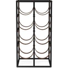 Rack And Cork - Modern Metal 8 Şişelik Raf, Doğal Deri Tezgah Üstü Bağımsız Şişelik