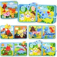 İğne İzi Montessori Keçe Eğitim Çantası - Günlük Rutinleri Öğreten Keçe Kitap - Dinozor Karakterli Keçe Aktivite Kitabı – Çocuklar İçin Eğitici Kitap -  Çocuk Eğitim Oyuncağı