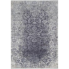 Pera Halı Mor Gri Çiçekli Vintage Geometrik Modern Halı - 1854OU