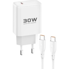 Mudanis Joko JK89 30W Type-C Çıkışlı Ekstra DC67 1m Type-C To Type-C Kablolu Pd Şarj Cihazı - Beyaz