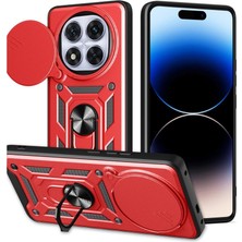 Mudanis Xiaomi Redmi Note 14 Pro Plus Kılıf Pars Lens Yüzüklü Silikon - Kırmızı