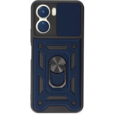 Mudanis Vivo Y16 Kılıf Pars Lens Yüzüklü Silikon - Lacivert