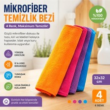 Muggio 32X32 Mikrofiber Temizlik Bezi 4’lü Set – 4 Renk, Yüksek Emicilik, Leke Tutmaz, Koku Yapmaz