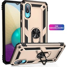 Mudanis Samsung Galaxy A02 Kılıf Sofya Yüzüklü Silikon Kapak - Gold