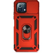 Mudanis Xiaomi Mi 11 Lite Kılıf Pars Lens Yüzüklü Silikon - Kırmızı