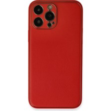 Mudanis Apple Iphone 13 Pro Kılıf Coco Deri Silikon Kapak - Kırmızı